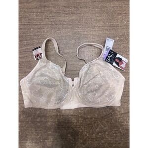 Bali Back Smoothing Minimizer Bra Soft Taupe Sheer Lace SZ 42D Style 3446 NWT‎